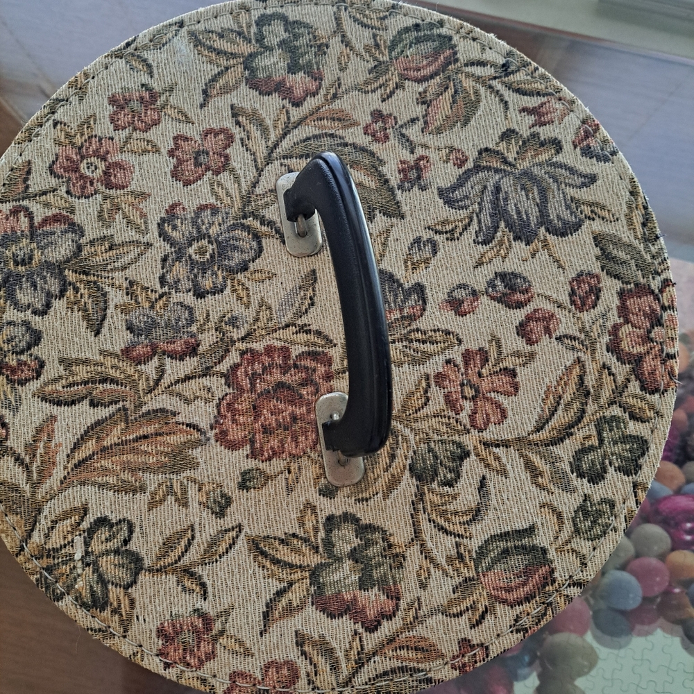 Vintage Tapestry Hat Box